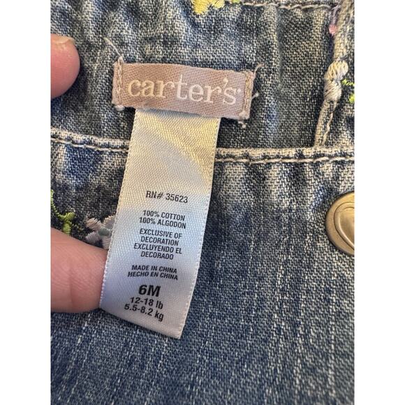 Vintage Baby Girls Carters Jean Shortie Romper Embroidered 6 Months - Picture 6 of 9